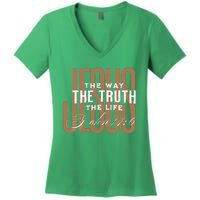 Jesus The Way The Truth And The Life Christian Gift Women's V-Neck T-Shirt