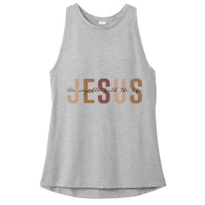 Jesus The Way Truth Life Bible Verse Christian Ladies PosiCharge Tri-Blend Wicking Tank