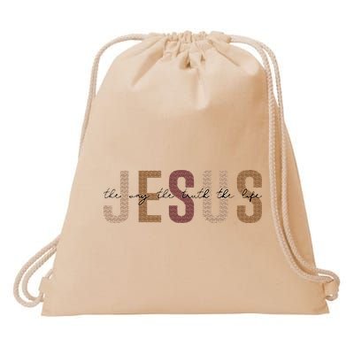Jesus The Way Truth Life Bible Verse Christian Drawstring Bag
