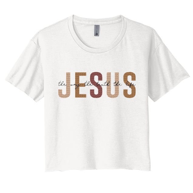 Jesus The Way Truth Life Bible Verse Christian Women's Crop Top Tee