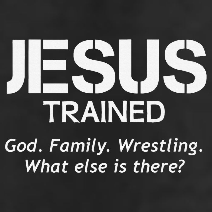 Jesus Trained Wrestling Funny Wrestler Muscle  7 Panel Mesh Trucker Snapback Hat