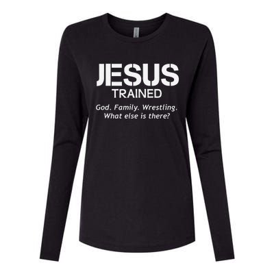 Jesus Trained Wrestling Funny Wrestler Muscle  Womens Cotton Relaxed Long Sleeve T-Shirt