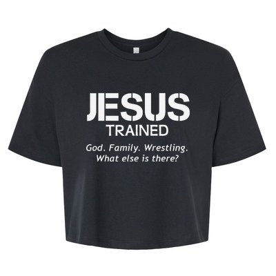 Jesus Trained Wrestling Funny Wrestler Muscle  Bella+Canvas Jersey Crop Tee