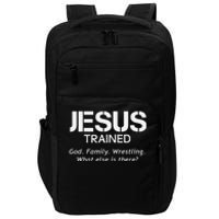 Jesus Trained Wrestling Funny Wrestler Muscle  Impact Tech Backpack