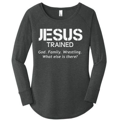 Jesus Trained Wrestling Funny Wrestler Muscle  Women's Perfect Tri Tunic Long Sleeve Shirt