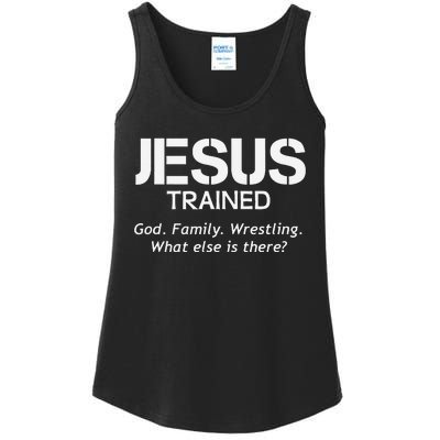 Jesus Trained Wrestling Funny Wrestler Muscle  Ladies Essential Tank