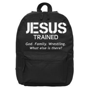 Jesus Trained Wrestling Funny Wrestler Muscle  16 in Basic Backpack