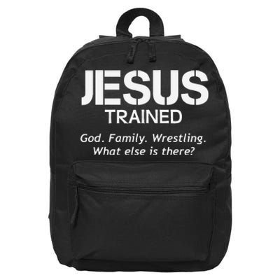 Jesus Trained Wrestling Funny Wrestler Muscle  16 in Basic Backpack