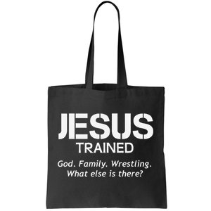 Jesus Trained Wrestling Funny Wrestler Muscle  Tote Bag