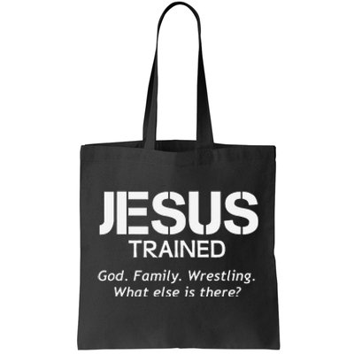 Jesus Trained Wrestling Funny Wrestler Muscle  Tote Bag