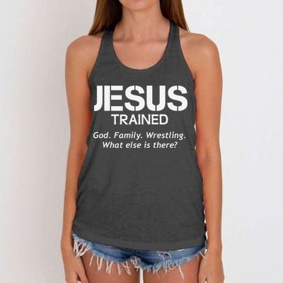 Jesus Trained Wrestling Funny Wrestler Muscle  Women's Knotted Racerback Tank