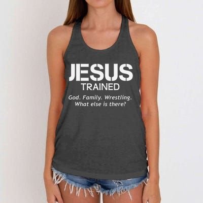 Jesus Trained Wrestling Funny Wrestler Muscle  Women's Knotted Racerback Tank