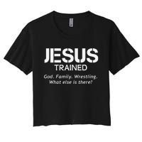 Jesus Trained Wrestling Funny Wrestler Muscle  Women's Crop Top Tee