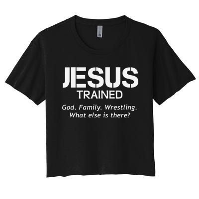 Jesus Trained Wrestling Funny Wrestler Muscle  Women's Crop Top Tee