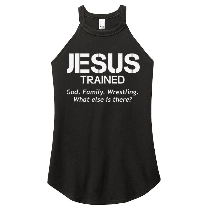 Jesus Trained Wrestling Funny Wrestler Muscle  Women's Perfect Tri Rocker Tank