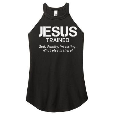 Jesus Trained Wrestling Funny Wrestler Muscle  Women's Perfect Tri Rocker Tank