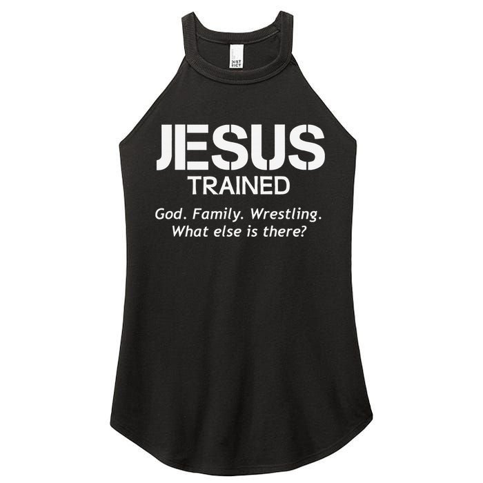 Jesus Trained Wrestling Funny Wrestler Muscle  Women's Perfect Tri Rocker Tank