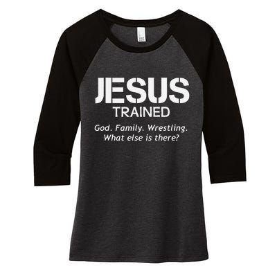 Jesus Trained Wrestling Funny Wrestler Muscle  Women's Tri-Blend 3/4-Sleeve Raglan Shirt