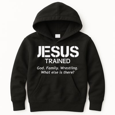 Jesus Trained Wrestling Funny Wrestler Muscle  Kids Hoodie