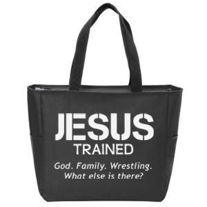 Jesus Trained Wrestling Funny Wrestler Muscle  Zip Tote Bag