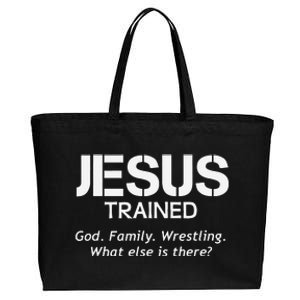 Jesus Trained Wrestling Funny Wrestler Muscle  Cotton Canvas Jumbo Tote