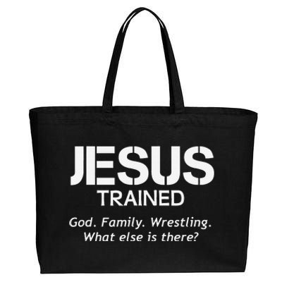 Jesus Trained Wrestling Funny Wrestler Muscle  Cotton Canvas Jumbo Tote