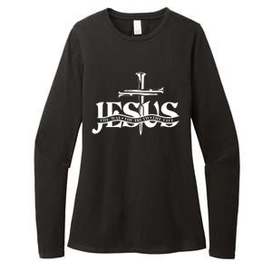 Jesus The Way The Truth The Life With 3 Nails Logo Womens CVC Long Sleeve Shirt