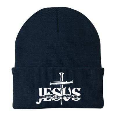 Jesus The Way The Truth The Life With 3 Nails Logo Beanie