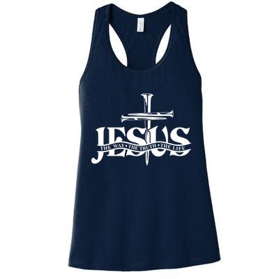 Jesus The Way The Truth The Life With 3 Nails Logo Womens Tank Top