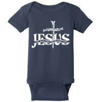 Jesus The Way The Truth The Life With 3 Nails Logo Baby Bodysuit