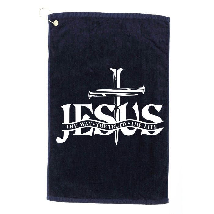 Jesus The Way The Truth The Life With 3 Nails Logo Golf Towel
