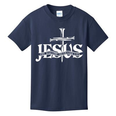 Jesus The Way The Truth The Life With 3 Nails Logo Kids T-Shirt