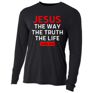 Jesus The Way Truth Life John 146 Christian Bible Verse Cooling Performance Long Sleeve Crew