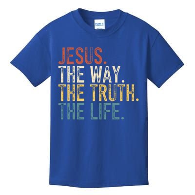 Jesus The Way The Truth The Life Bible Verse Christian Retro Funny Gift Kids T-Shirt