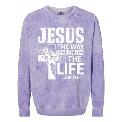 Jesus The Way The Truth The Life Great Gift Colorblast Crewneck Sweatshirt