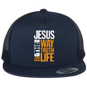 Jesus The Way Truth Life John 14:6 Flat Bill Trucker Hat