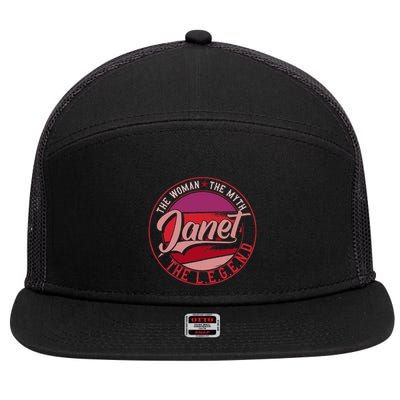 Janet The Woman The Myth The Legend 7 Panel Mesh Trucker Snapback Hat