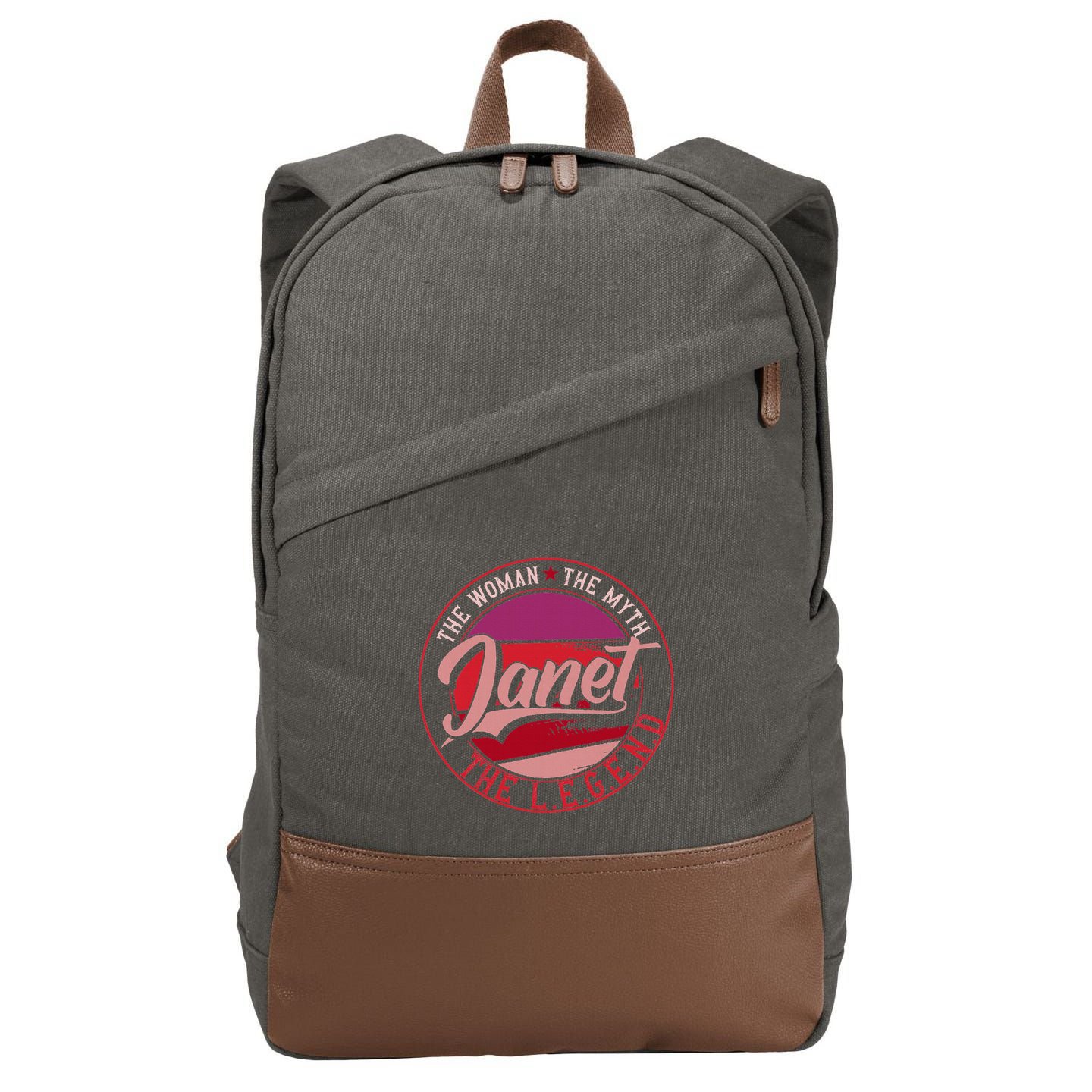 Janet The Woman The Myth The Legend Cotton Canvas Backpack
