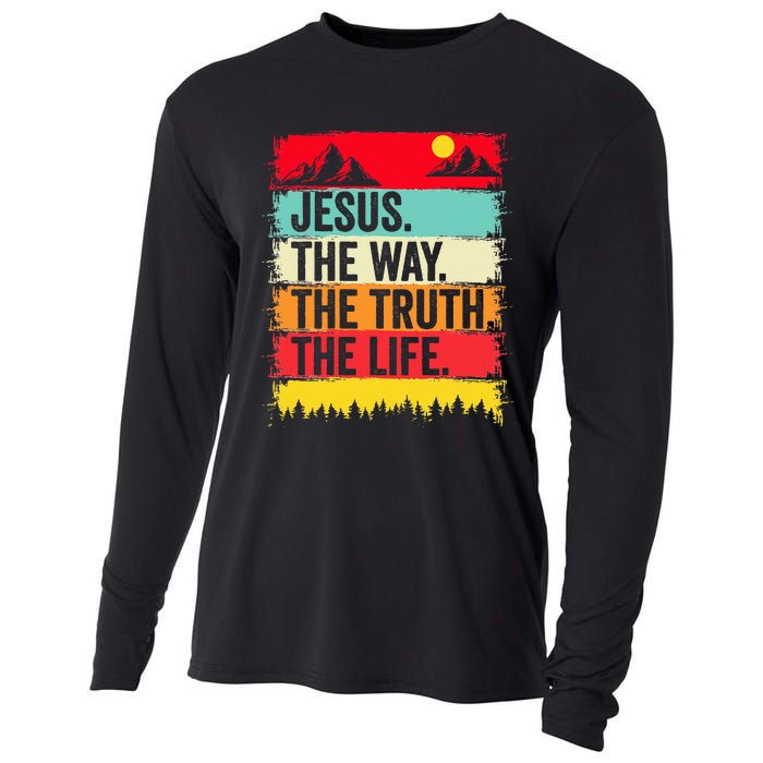 Jesus The Way Truth Life Bible Verse Christian Worship Faith Cooling Performance Long Sleeve Crew