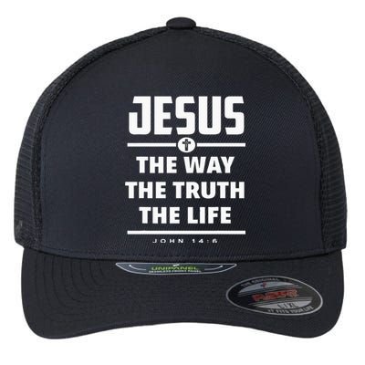 Jesus The Way The Truth The Life Bible Verse Jesus Flexfit Unipanel Trucker Cap