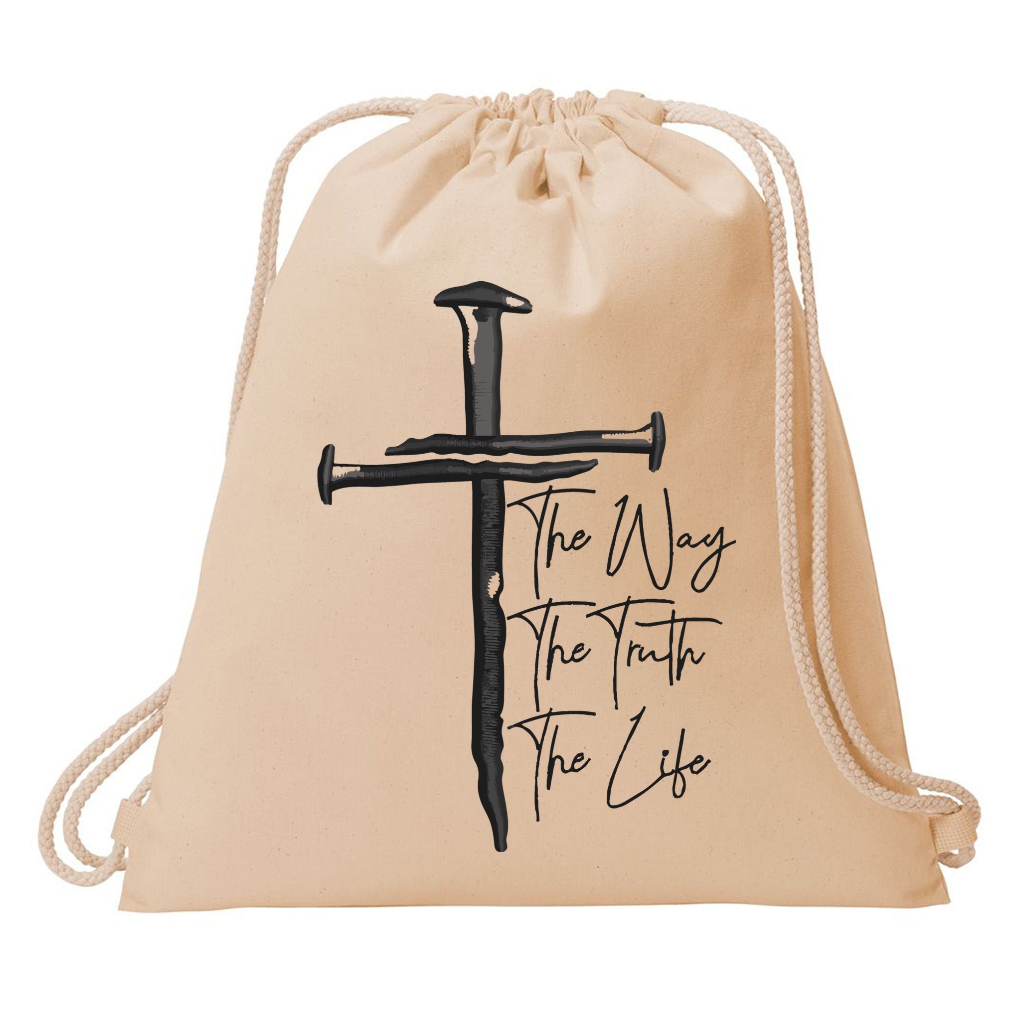 Jesus The Way The Truth The Life Machine Embroidery Jesus Christian Drawstring Bag