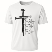 Jesus The Way The Truth The Life Machine Embroidery Jesus Christian Cooling Performance Crew T-Shirt