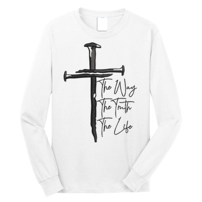 Jesus The Way The Truth The Life Machine Embroidery Jesus Christian Long Sleeve Shirt