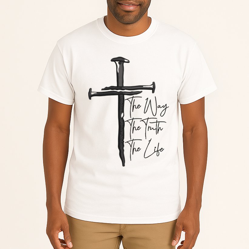 Jesus The Way The Truth The Life Machine Embroidery Jesus Christian Tall T-Shirt