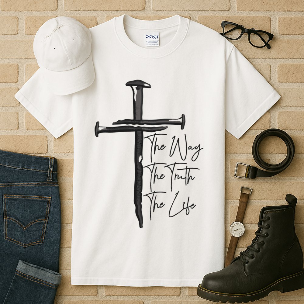 Jesus The Way The Truth The Life Machine Embroidery Jesus Christian Tall T-Shirt