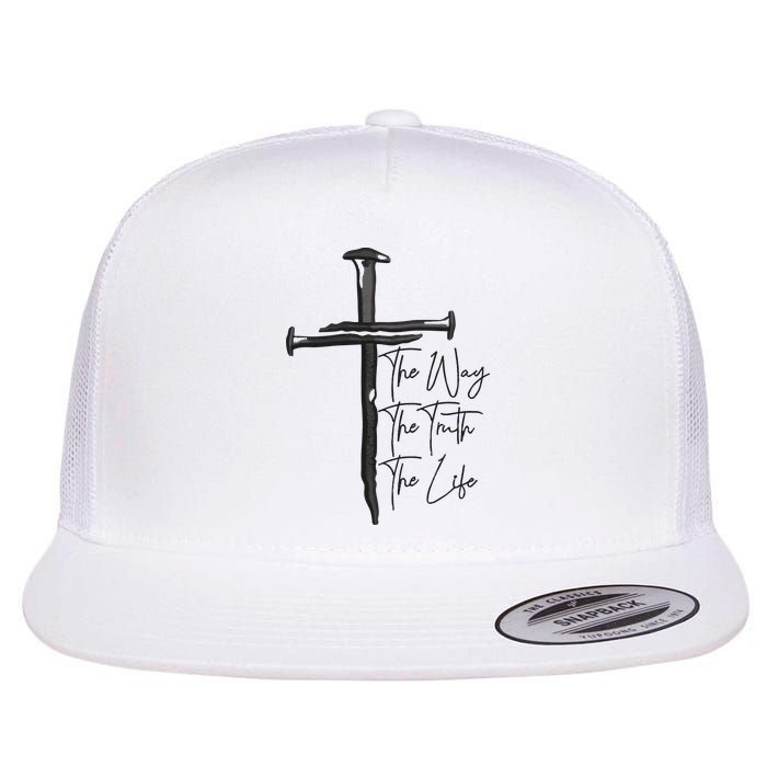 Jesus The Way The Truth The Life Machine Embroidery Jesus Christian Flat Bill Trucker Hat