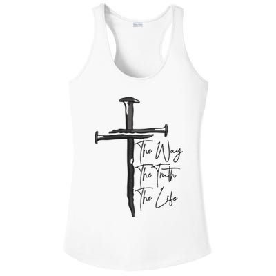 Jesus The Way The Truth The Life Machine Embroidery Jesus Christian Ladies PosiCharge Competitor Racerback Tank
