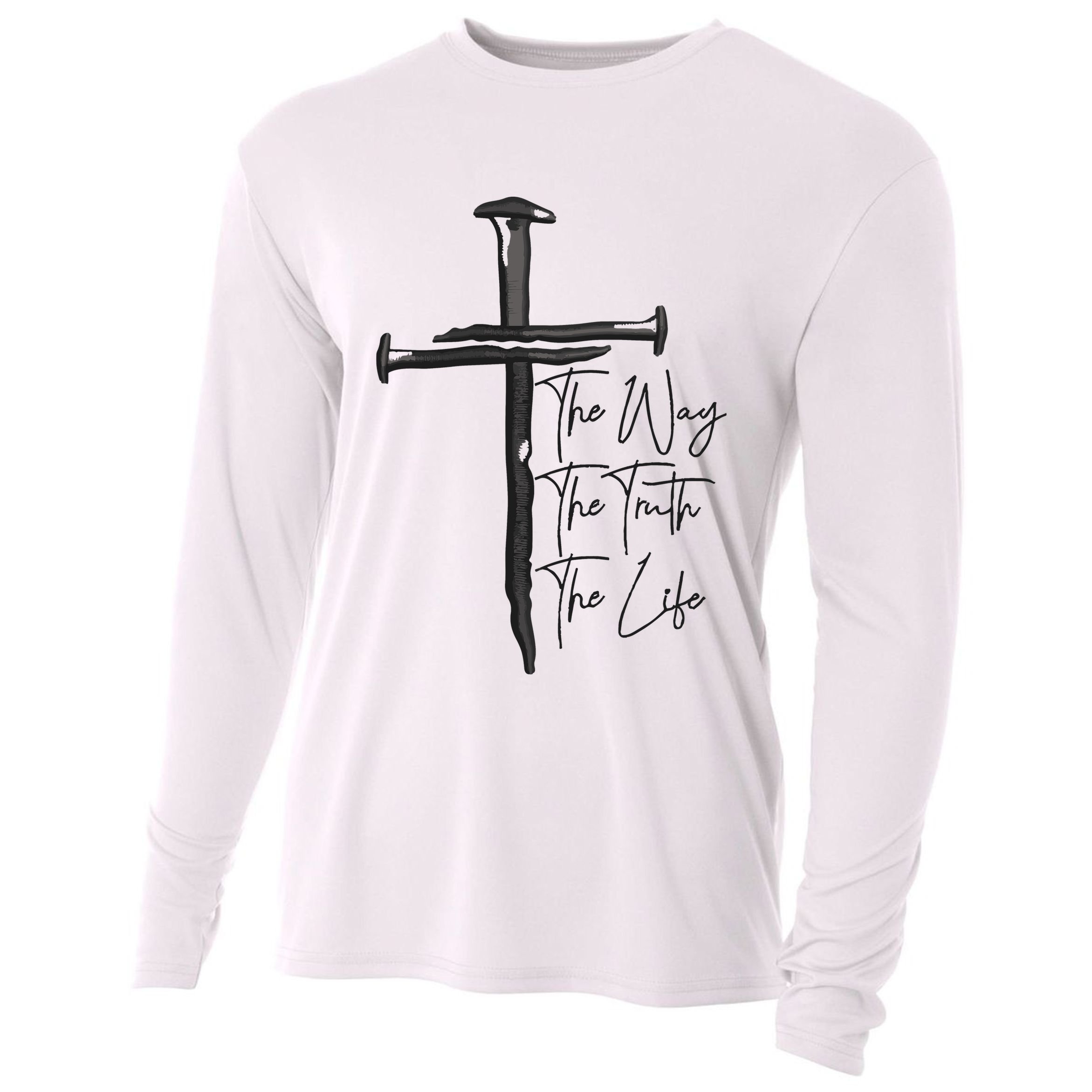 Jesus The Way The Truth The Life Machine Embroidery Jesus Christian Cooling Performance Long Sleeve Crew