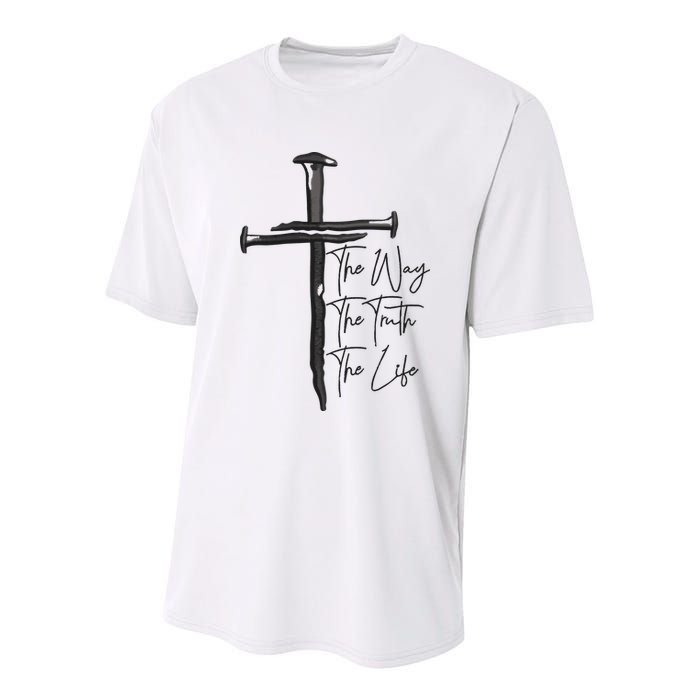 Jesus The Way The Truth The Life Machine Embroidery Jesus Christian Youth Performance Sprint T-Shirt