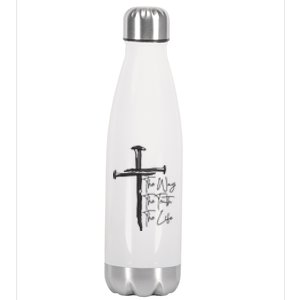 Jesus The Way The Truth The Life Machine Embroidery Jesus Christian Stainless Steel Insulated Water Bottle